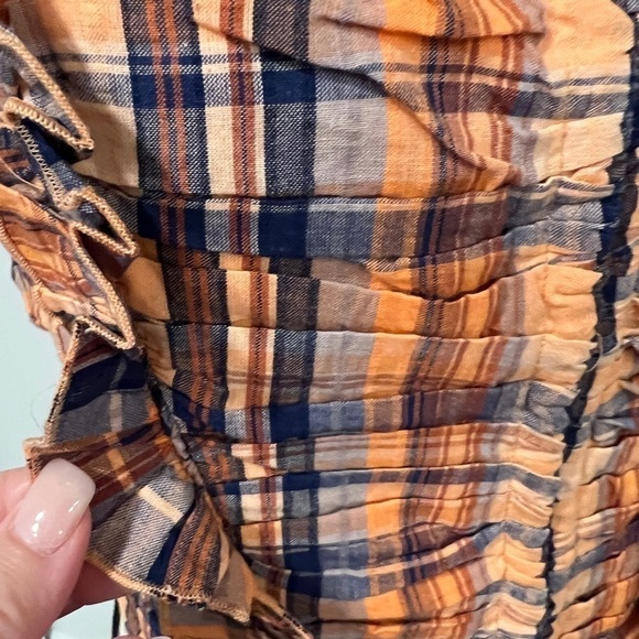 3/$25 Sale 🎈NWOT Verb (Anthro) Ruffled Plaid Tank in Orange - Picture 9 of 12